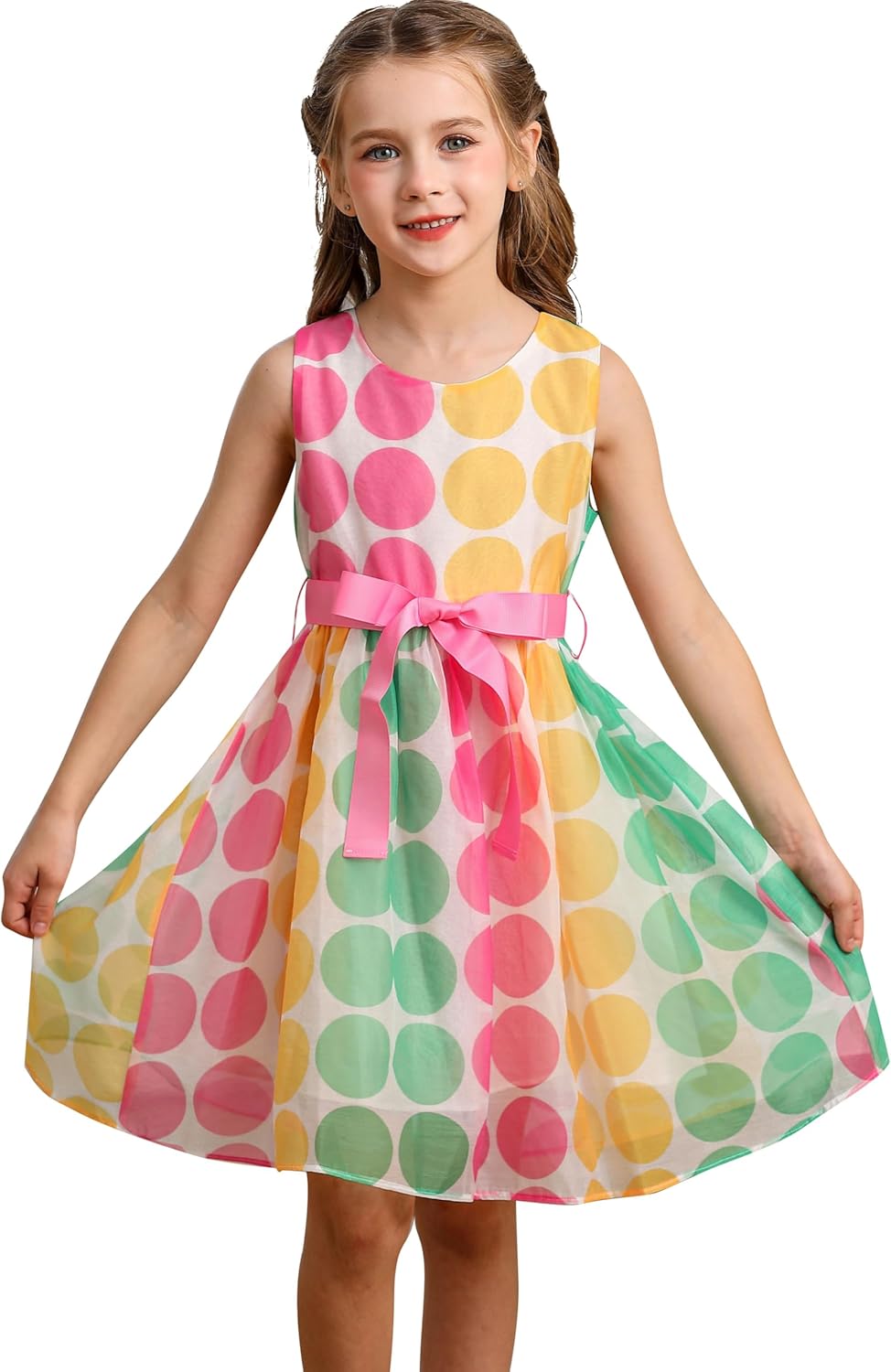 BONNY BILLY Mädchen Kleider Vintage Blumen Festlich Hochzeit Elegant Kinder Kleid mit Gürtel