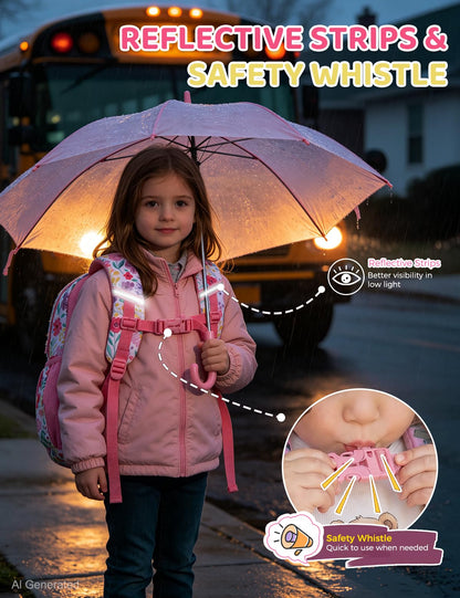Kinderrucksack für Mädchen 5–8 Jahre, 12L Leichter & Wasserabweisender mit Brustgurt, Perfekt für Vorschule & Grundschule，Regenbogen