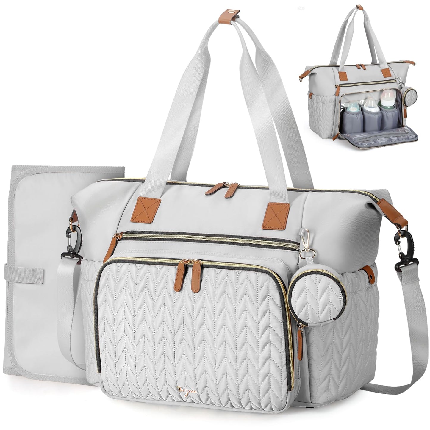Wickeltasche mit Schnullertasche und Wickelunterlage, Wickelrucksack Multifunktions-Babytasche für Große Reisewindeltasche für Mama und Papa, isolierten Taschen-Dunkelblau