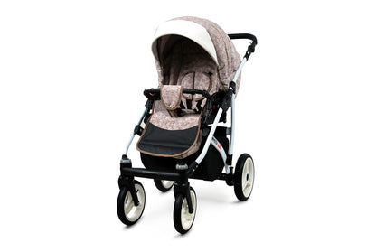 BabyLux® Bambimo Kinderwagen Set 3 in 1 - White Lux - incl. Babywanne, Buggy Sportsitz, Auto-Babyschale - Autositz - Kinderwagenset - Kombikinderwagen mit Wickeltasche, Regenschutz usw.