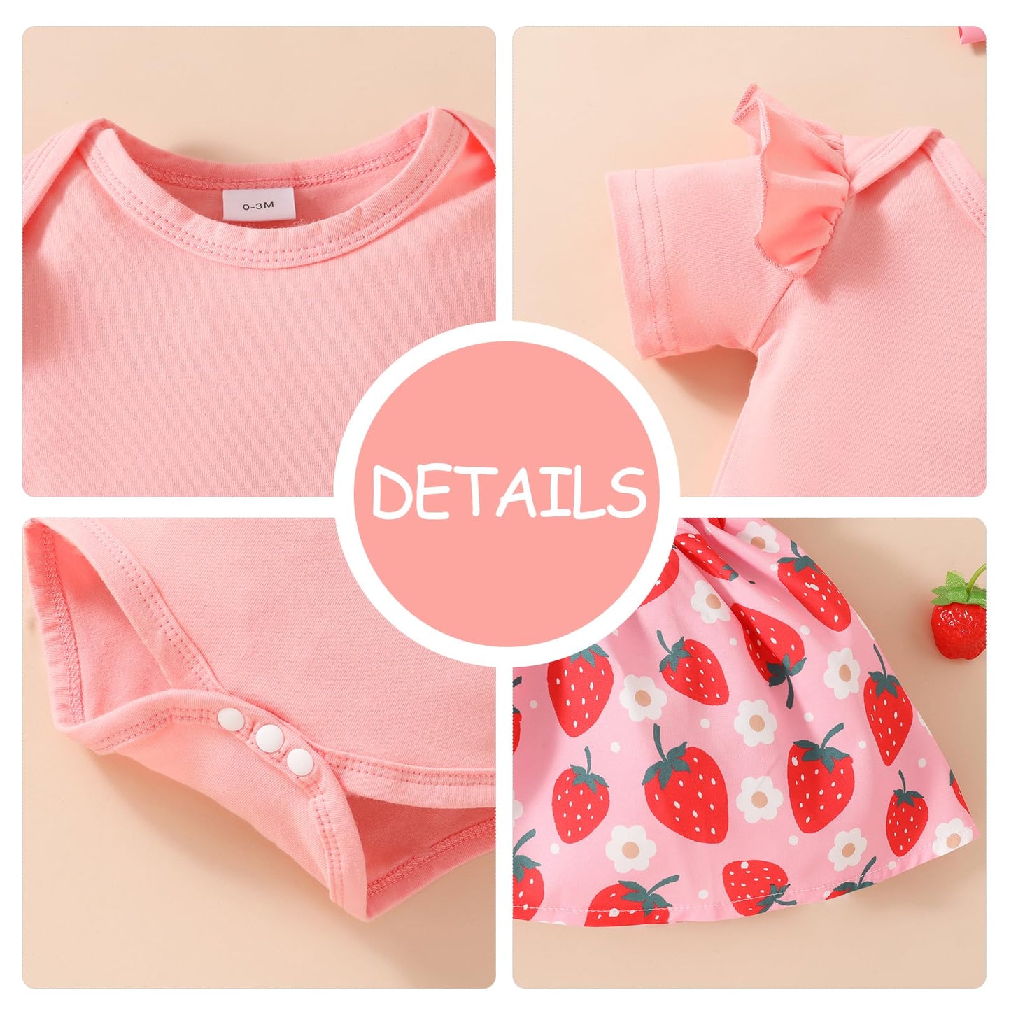 Neugeborenes Baby Mädchen Röcke Sets Kurzarm Rüschen Top + Bedrucktes Overalls Hosenträger Kleid + Stirnband Sommer Kleidung Outfits Set