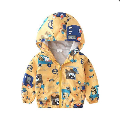 Volunboy Baby Hooded Jackets, Boys Long Sleeve Windproof Coat Cartoon Print Jackets