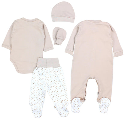 TupTam Baby Kleidung Set Jungen Langarm Bekleidung Neugeborene Füßlingen Hose Body Strampler Mütze 5 tlg