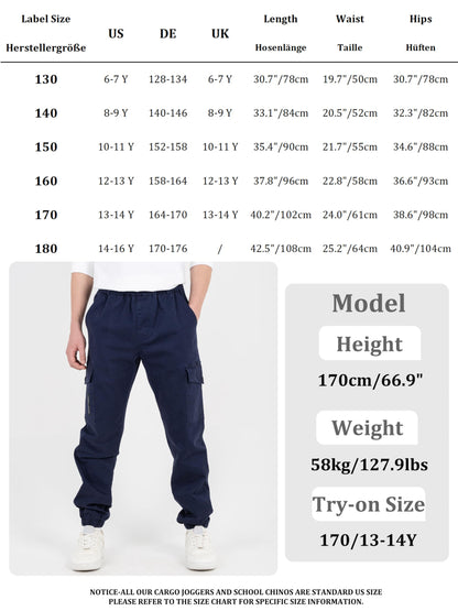 CAMLAKEE Kinder Jungen Cargohose Jogger Hose mit elastischem Bund