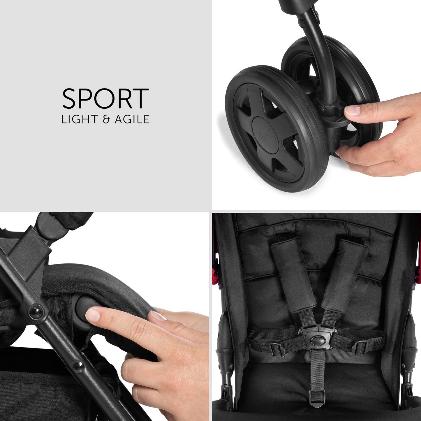 Hauck Lightweight Stroller up to 18 kg with reclining function from birth, small foldaway, sun canopy, large basket