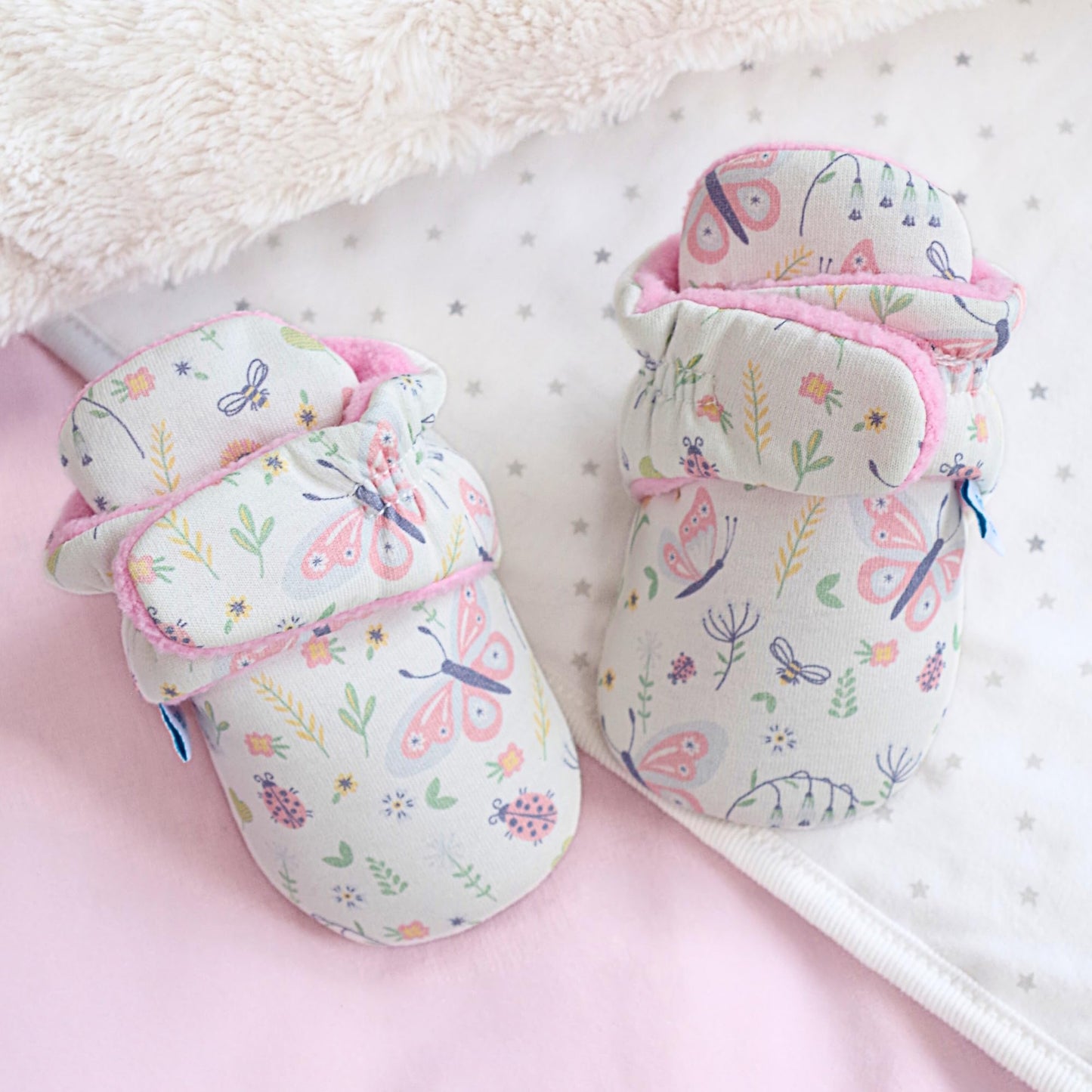 Dotty Fish Baby Winter Boots - Warm Non-Slip Cotton Crawling Shoes with Suede Sole - 0-24 Months