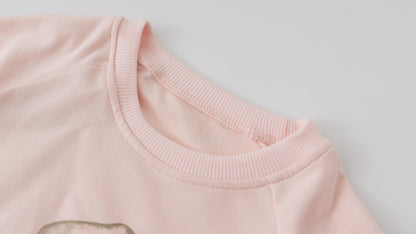 CM-Kid Girls' Long-Sleeved Sweatshirt, Children's Shirts, Cotton, Warm Tops, 1-7 Years, Size 92-122