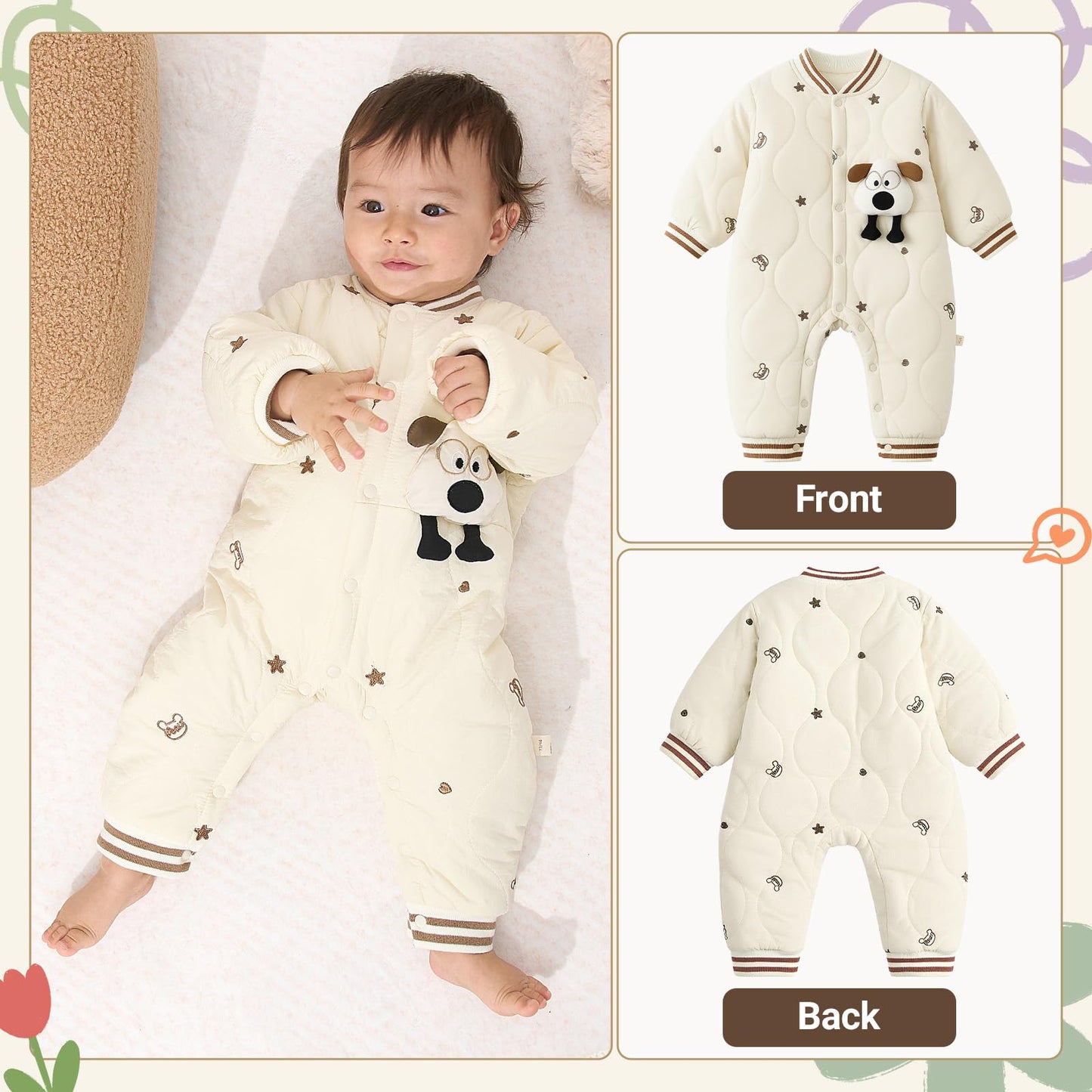 Baby Schneeanzug, weicher Strampler, Neugeborenen Winter Strampler, Herbst Winter Warm Overall, Winter Anzug für Kleinkinder, Mädchen, Jungen, 6-18 Monate