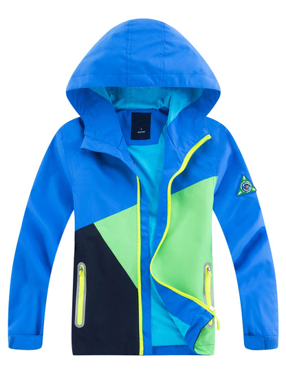 YOUNGSOUL Kinder Wind und Wasserdicht Regenjacke mit Farbblock