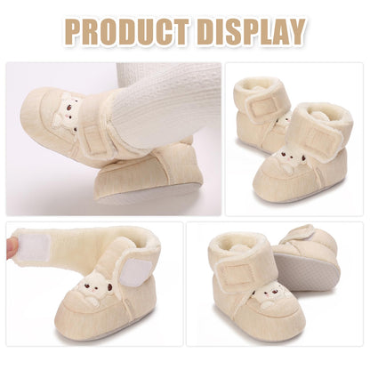 Tolaler Baby Newborn Fleece Booties Unisex, Thickened Lining, Warm Baby Winter Shoes, Adjustable Non-Slip with Soft Sole, Baby Booties/Everyday Wear (0–18 Months)