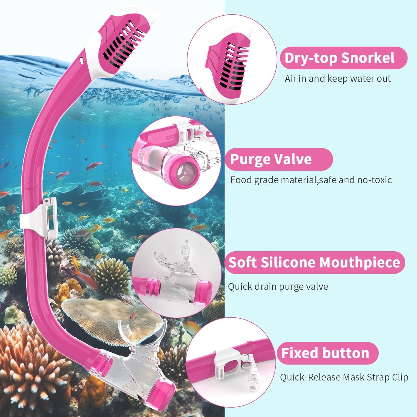 Findway Children's Diving Goggles, Swimming Goggles, Snorkel Mask for Boys Girls Teenagers, Diving Mask with Nose Cover, 180° Panorama, HD, Anti-Fog, Anti-Leak, Diving Goggles for Children 4-16 Years