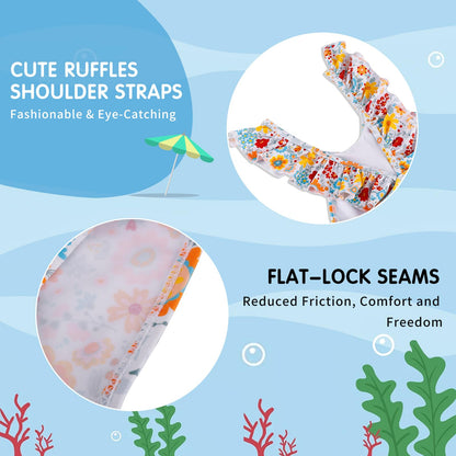 TIZAX Badeanzug für Mädchen Einteiliger Schwimmanzug Kleinkind Niedliche Rüschen Bademode Schnell trocknende Sommerferien Bikini für Kinder 2~7 Jahre