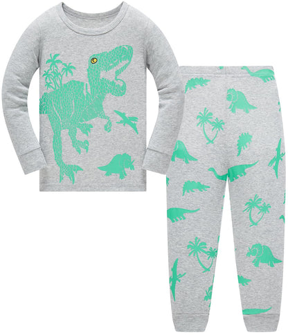 Jungen Pyjamas Dinosaurier Kinder Nachtwäsche Langarm Baumwolle Winter Weihnachten Pyjama Set Größe 92-152, 1-12 Jahre