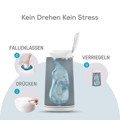 Angelcare Original Dress-Up XL Windeleimer, 5 x weniger Folienverbrauch, Umweltfreundlicheres System mit 1 Nachfüllkassette
