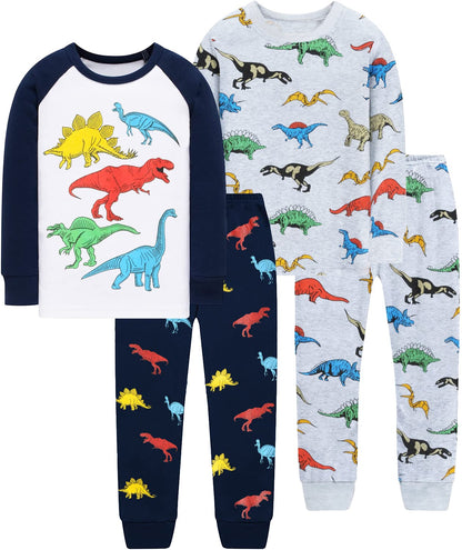 Kinder Jungen Pyjamas Langarm Baumwolle Winter Pyjama Set Feuerwehrauto Dinosaurier Bagger Traktor Zug Zweiteilige Nachtwäsche 1-7 Jahre 92 98 104 110 116 122