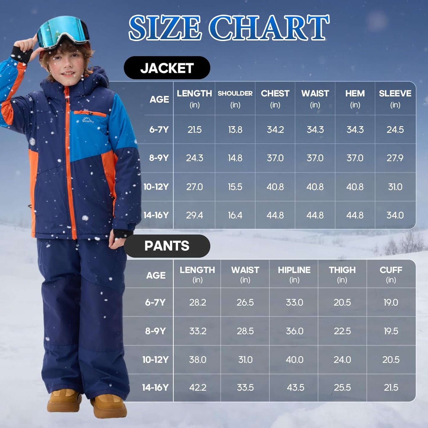 Kinder Schneeanzug für Jungen, Winter Skijacke und Hosen Set mit Kapuzenriemen, winddicht, wasserdicht, warmer Mantel