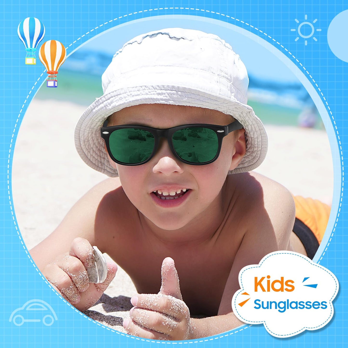 Nlieanuc Children's Sunglasses 3-10 Years for Boys Girls Polarised Children's Sunglasses UV400 Protection with Rubber Frame