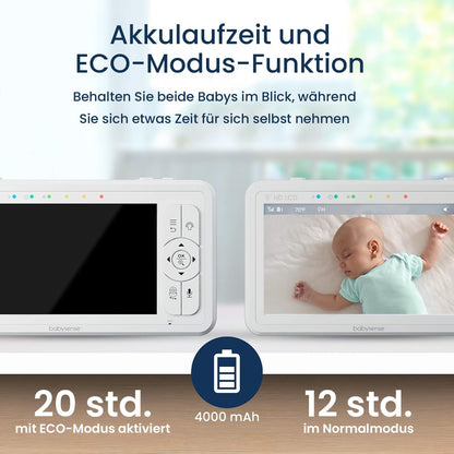 Babysense True Sleep HD Video-Babyphone mit Nachtlichtkamera & Bewegungsmonitor für Babys mit Echtzeit-Warnungen, kontaktlos, 2-in-1, Nur für den Heimgebrauch