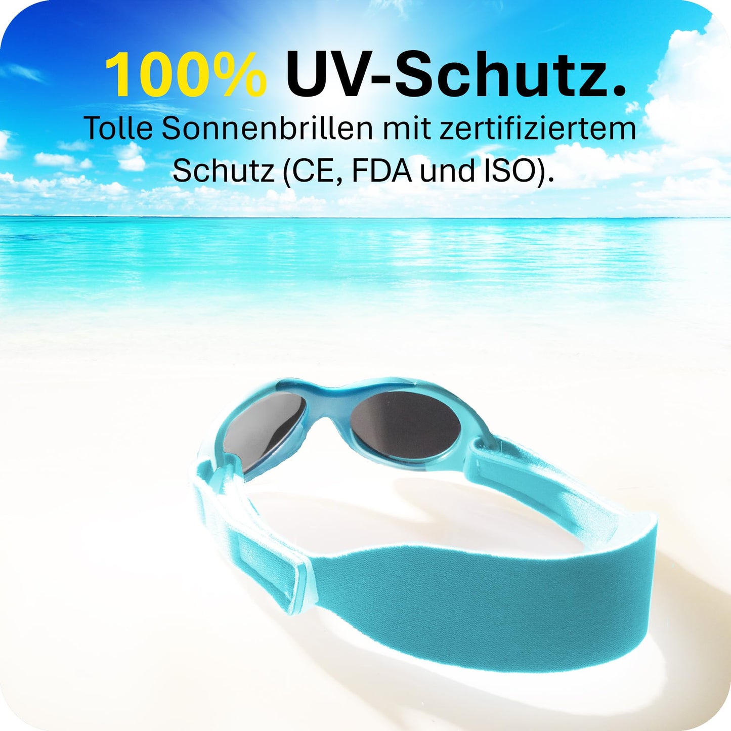 Mausito BABY Sonnenbrille 0-18 Monate Mädchen I VERGLEICHSSIEGER Sonnenbrille Baby 100% UV-Schutz I BIEGSAM & verstellbares Band I Schadstofffrei I Europäisches Design für Kinder gemacht