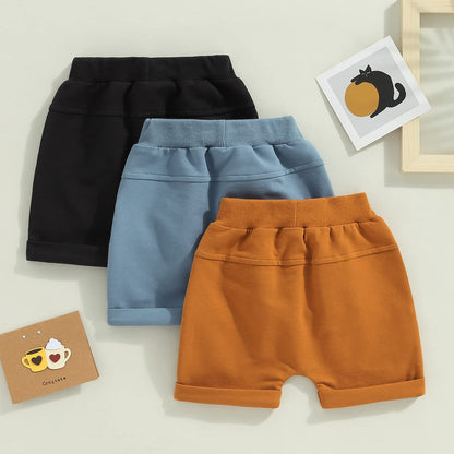 Himllauen Baby Jungen Shorts 3er-Pack Sommer Einfarbig Shorts 0-3 Jahre Kinder Kurze Hosen