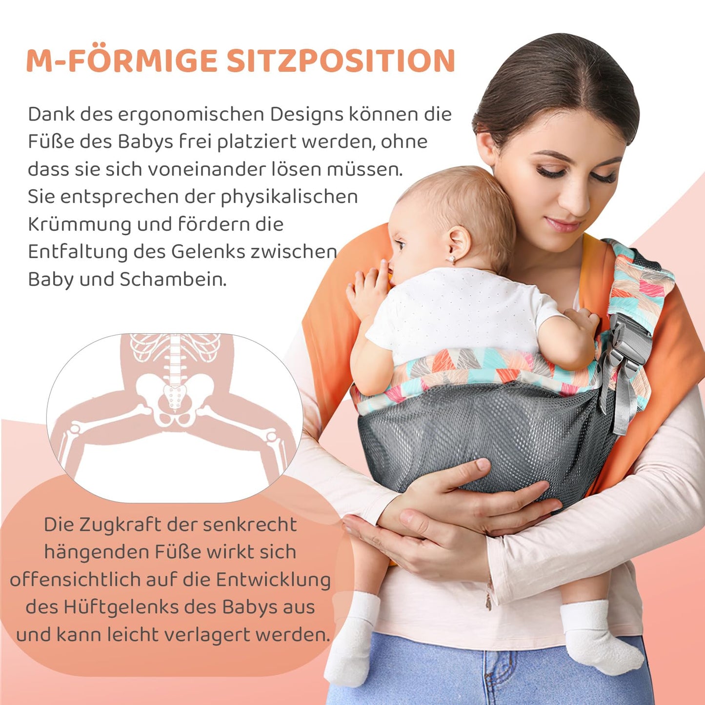 Baby carrier for newborns from birth, ergonomic, child carrier, adjustable baby carrier, suitable for babies from 3 to 36 months, easy to put on, ideal for hands-free parenting 