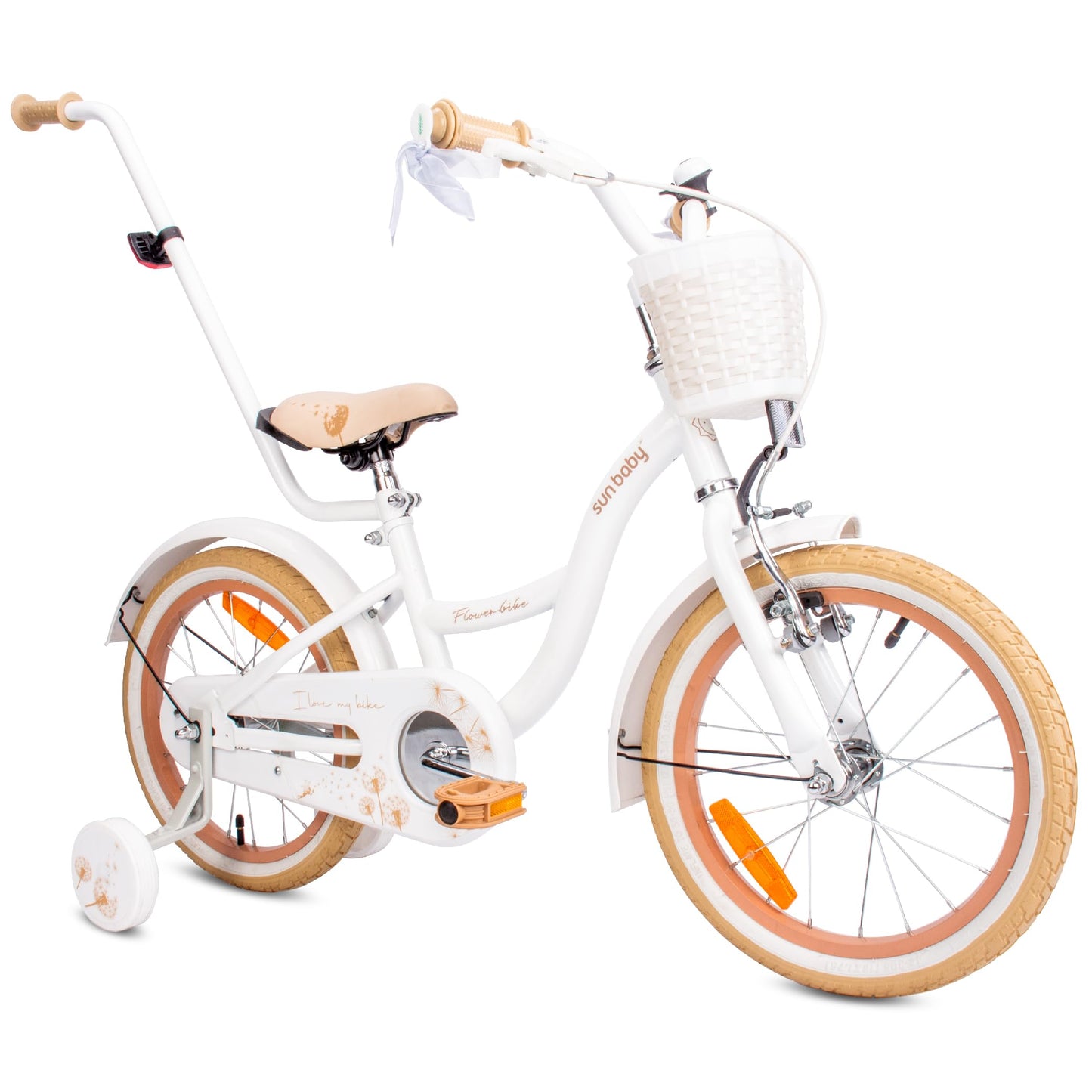 sun baby Mädchenfahrrad Flower Bike Radgröße zur Auswahl, mit Abnehmbarer Schubstange, Kinderfahrrad für Mädchen von 2 bis 6 Jahre