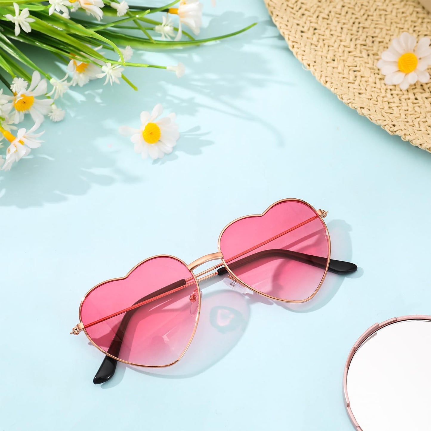 ALTcompluser 2 Pack Herz Sonnenbrille, Weinsamkeit Hippie Gläser, Retro Kostüm Brille für Kinder Herren Damen 60er 70er 80er 90er Party Hippie Chic, Kleid Accessoires