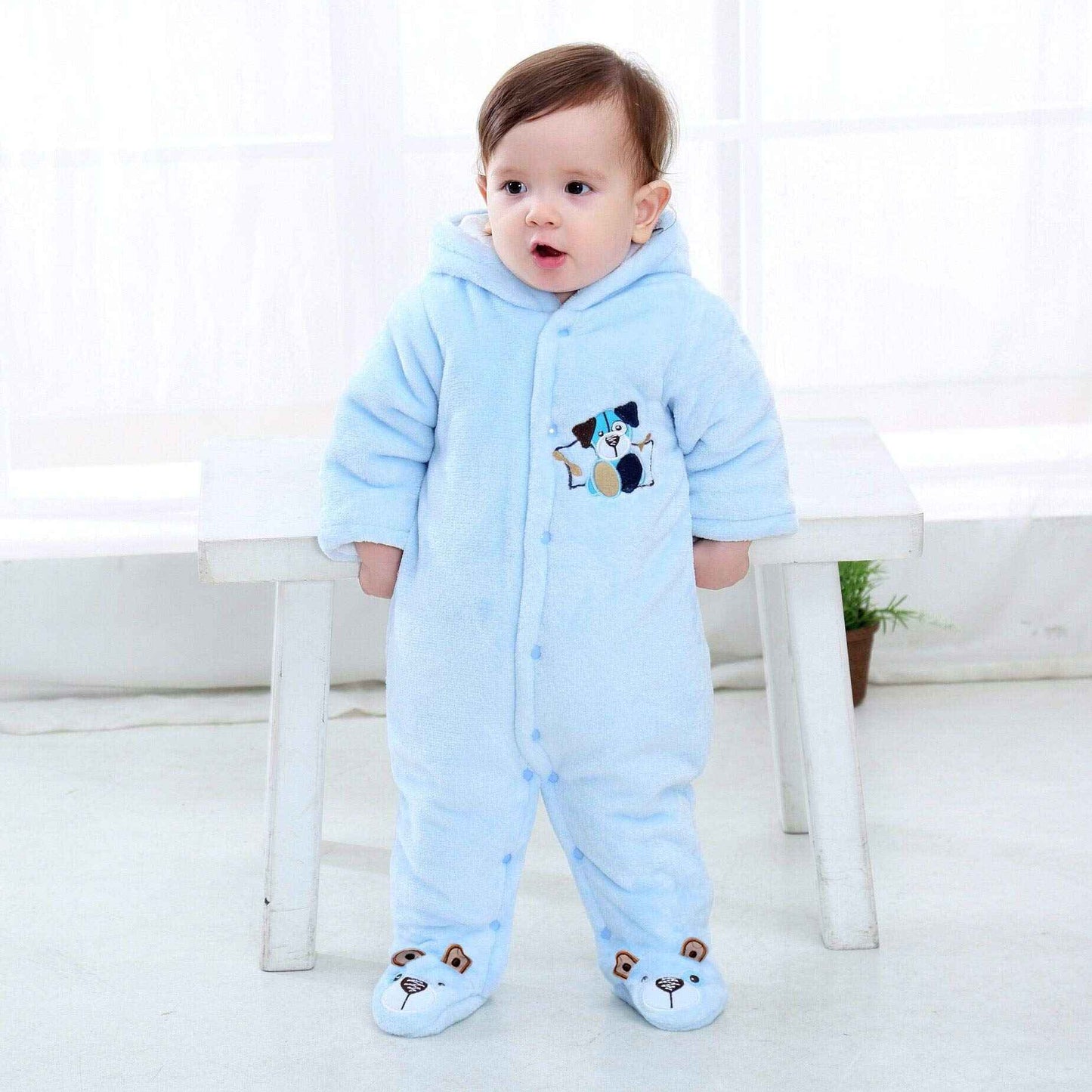 Gaorui Newborn Unisex Baby Winter Jumpsuit with Hood Romper Fleece Onesie All in One Snowsuit Outfits