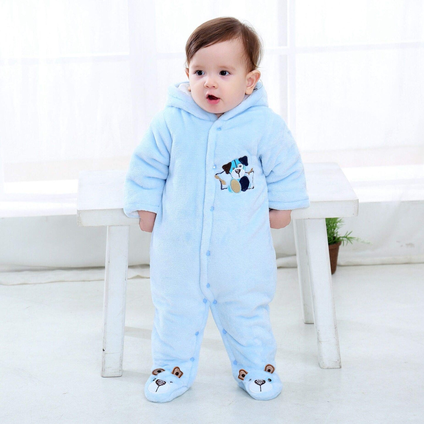 Gaorui Newborn Unisex Baby Winter Jumpsuit with Hood Romper Fleece Onesie All in One Snowsuit Outfits