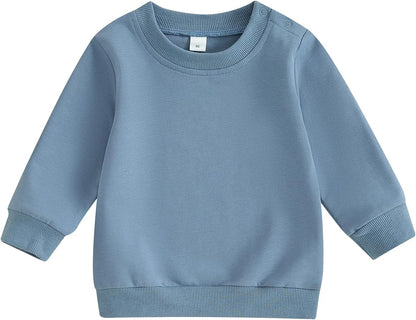 ESSECMBS Kleinkind Baby Jungen Daliy Sweatshirt Kleidung Langarm Rundhalsausschnitt Einfarbig Oberteile Kleiner Junge Frühling Herbst Baumwolle Hemd Kleidung