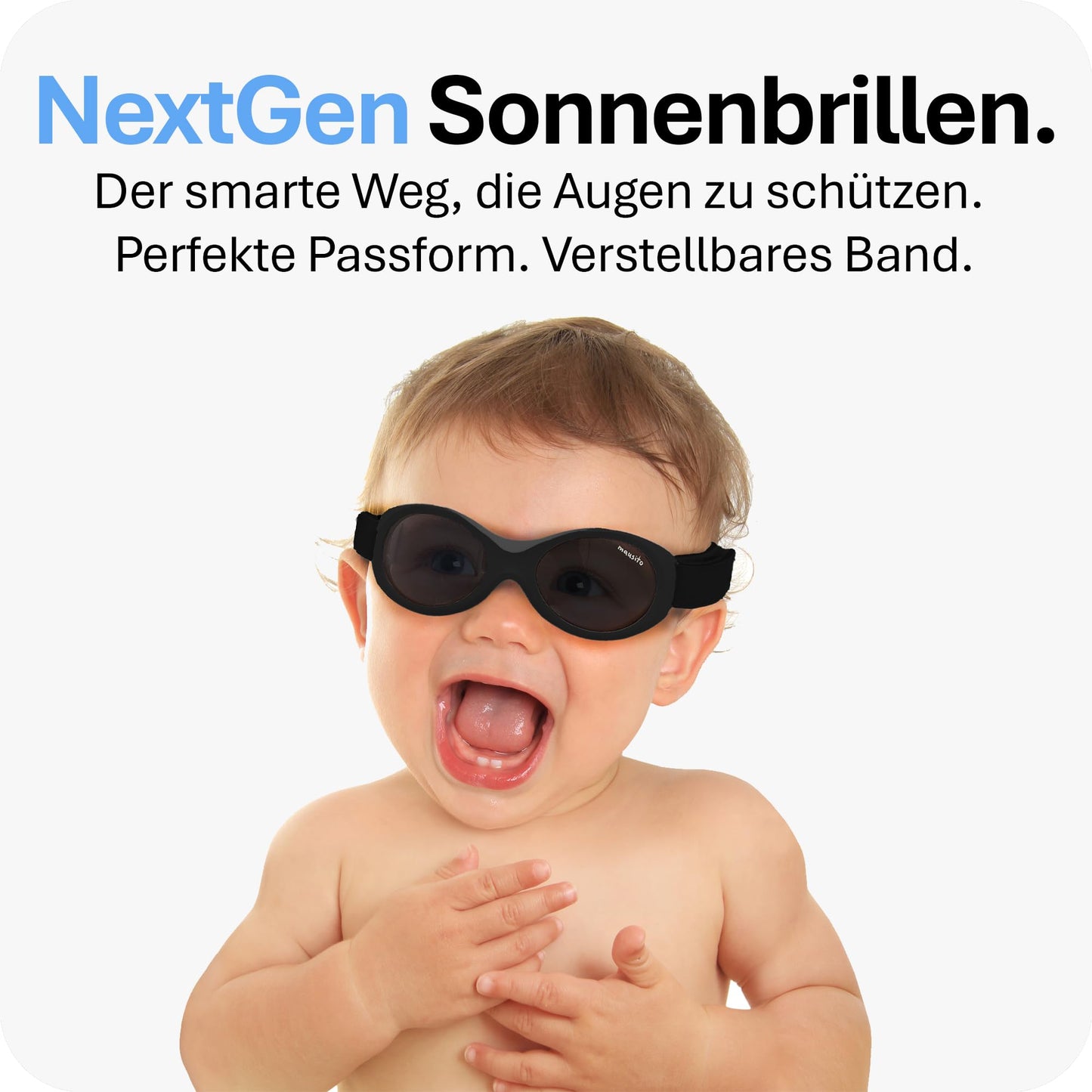 Mausito BABY Sonnenbrille 0-18 Monate Mädchen I VERGLEICHSSIEGER Sonnenbrille Baby 100% UV-Schutz I BIEGSAM & verstellbares Band I Schadstofffrei I Europäisches Design für Kinder gemacht