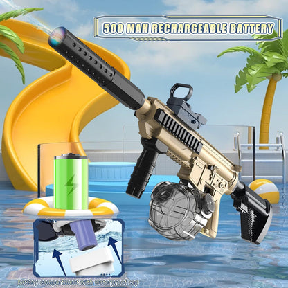 Elektrische Wasserpistole Sehr Stark Wassermaschinenpistole mit Wiederaufladbare Batterie Squirt Gun Wasser Spielzeug bis zu 20ft,Outdoor Water Gun Schießspiel für Erwachsene and Kinder (Blau)