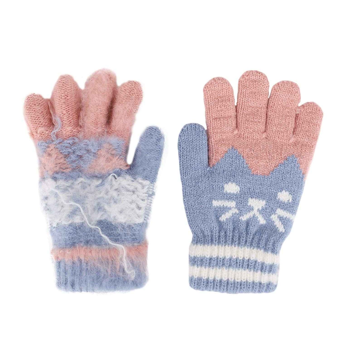 Children's Warm Winter Gloves / Mittens with Plush Lining, Cute Ski Gloves, 3 - 8 Years Old, for Skiing / Snowboarding / Playing / Running