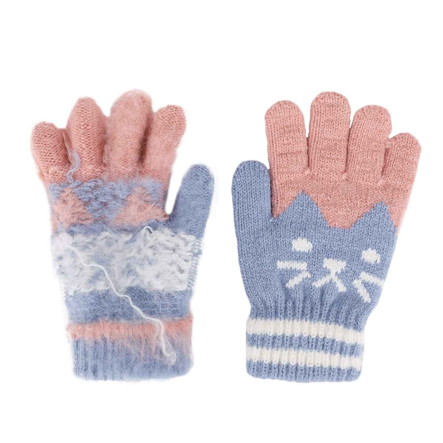 Children's Warm Winter Gloves / Mittens with Plush Lining, Cute Ski Gloves, 3 - 8 Years Old, for Skiing / Snowboarding / Playing / Running