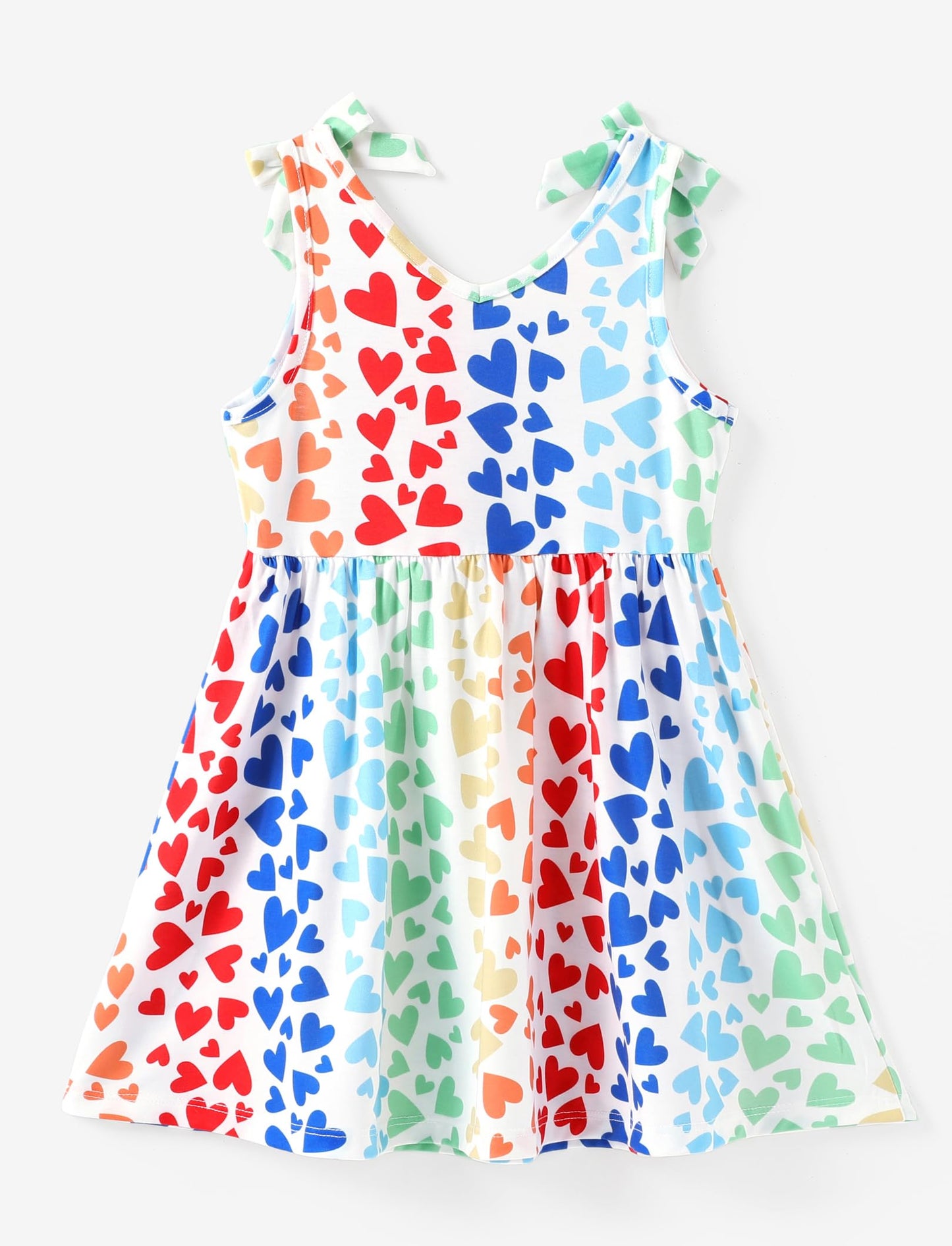 PATPAT Mädchenkleid ärmellos, Baby Mädchen Kleid mit Schleife an den Schulterträgern für Geburtstag, Party, Bankett, Hochzeit, Urlaub, Bunt