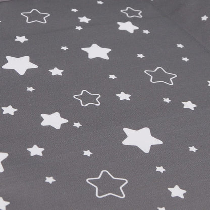 babyCalin Luxury Star Wickelauflage Dunkelgrau 50 x 70 cm - Mit aufgedruckter Maßtabelle