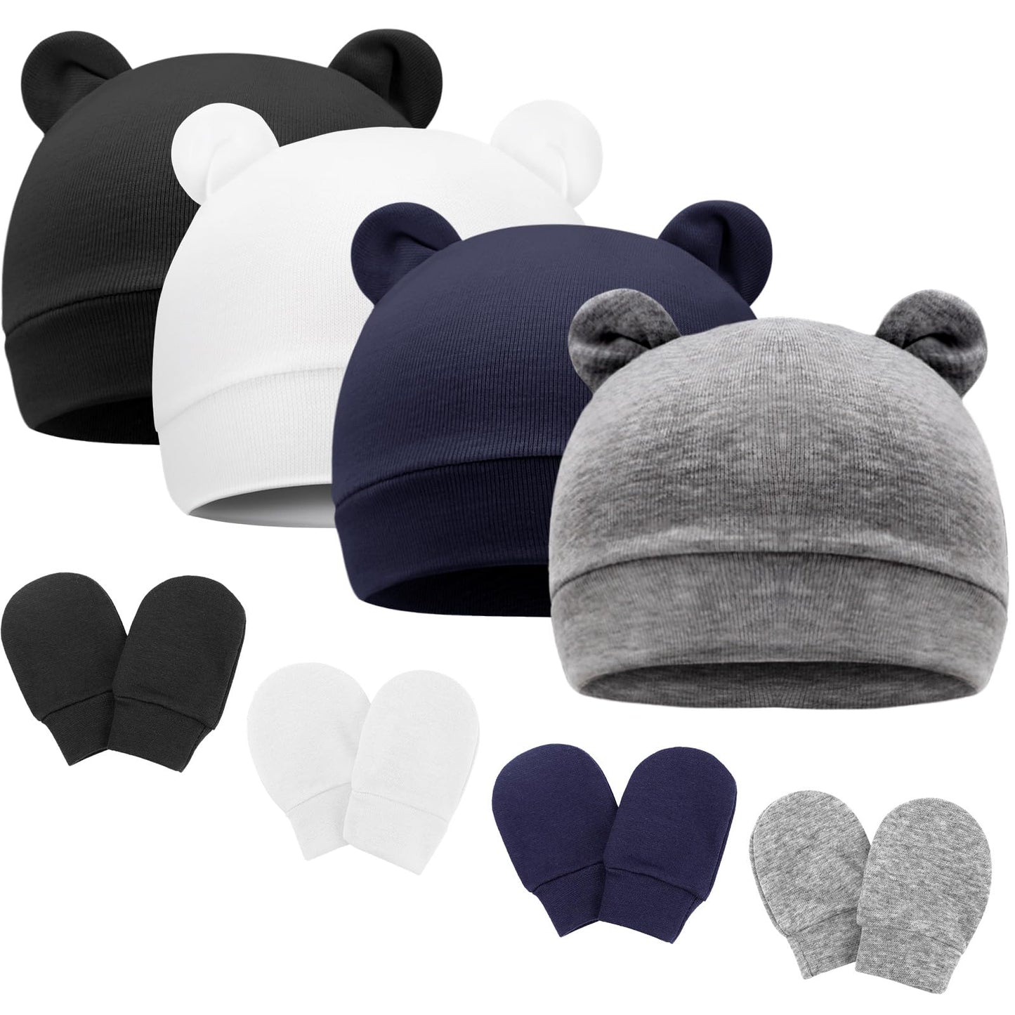 DRESHOW Neugeborenes Baby Mütze Hut und Handschuhe Set Beanie Bekleidung Unisex Infant Hut Kindergarten Mütze Baby Jungen Mädchen 0-6 Monate