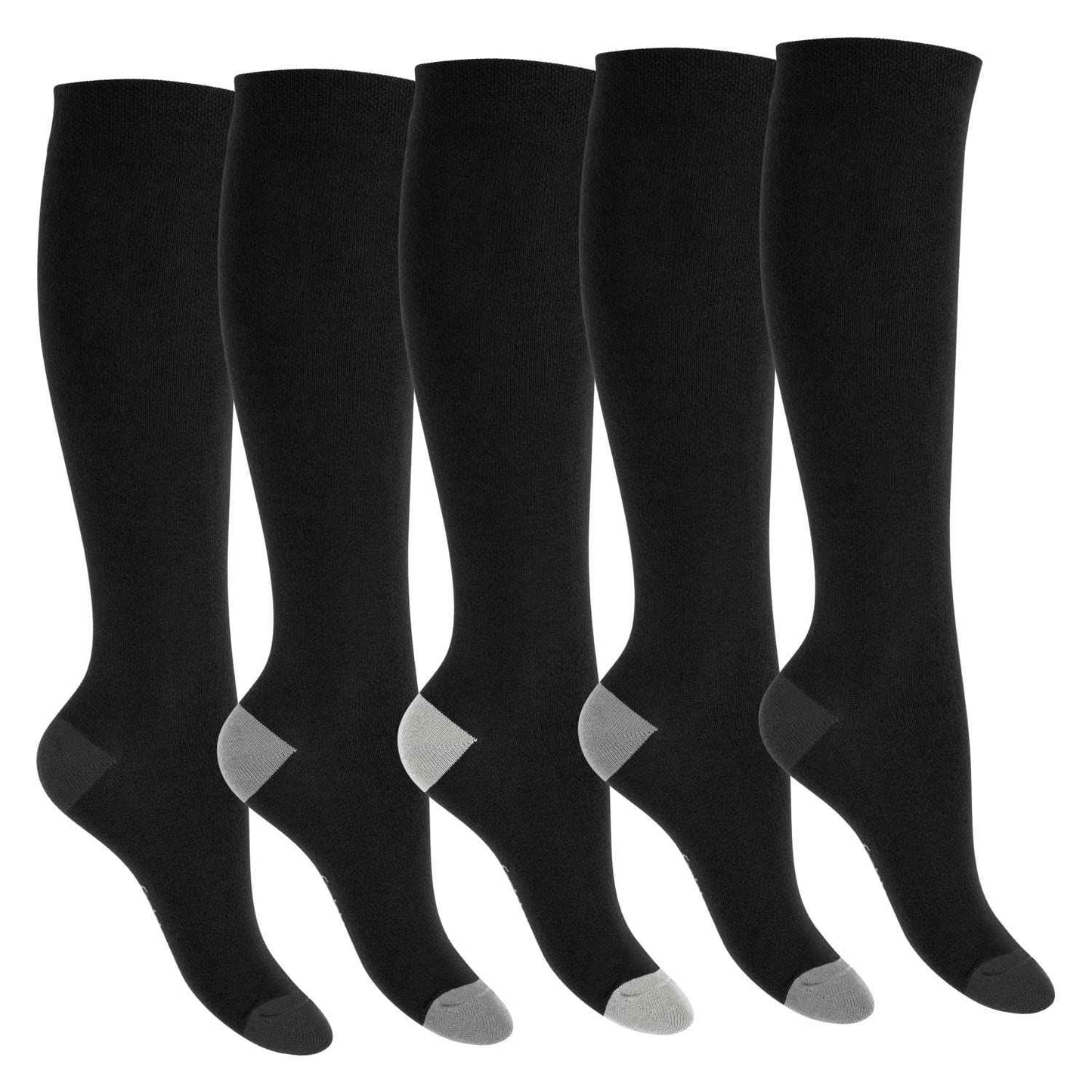 Footstar Children's Cotton Knee Socks (5 Pairs) with Contrasting Heel and Toe