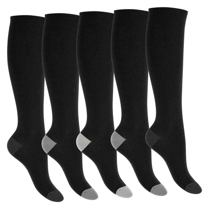 Footstar Children's Cotton Knee Socks (5 Pairs) with Contrasting Heel and Toe