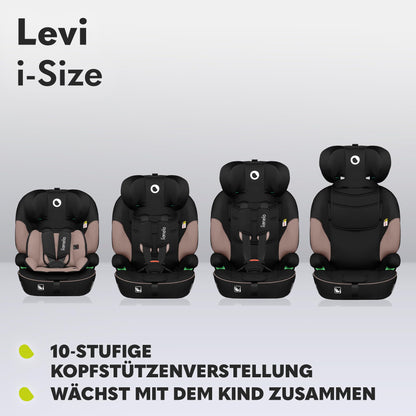 LIONELO LEVI I-SIZE 76-150 cm Kinderautositz, Gruppe 1 2 3, Seitenschutz, 10 Grad Kopfstützenverstellung Bequeme Armlehnen Verstellbare Rückenlehne, R129 i-Size - Meloni2
