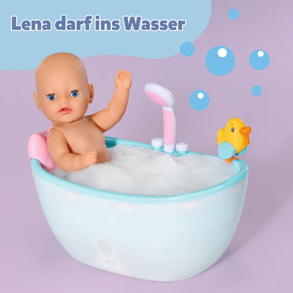 BABY born Lena (Little Baby Girl) 36cm, Babypuppe mit 7 Funktionen für Kleinkinder ab 1 Jahr, funktioniert ohne Batterie, 36 cm große Puppe, Black