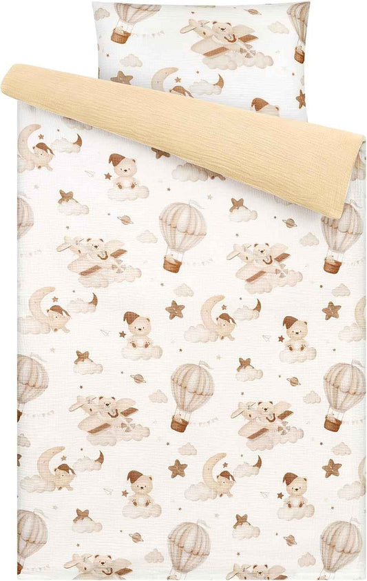 Musselin Kinderbettwäsche Set 100x135, Bettwäsche für Baby Kinder