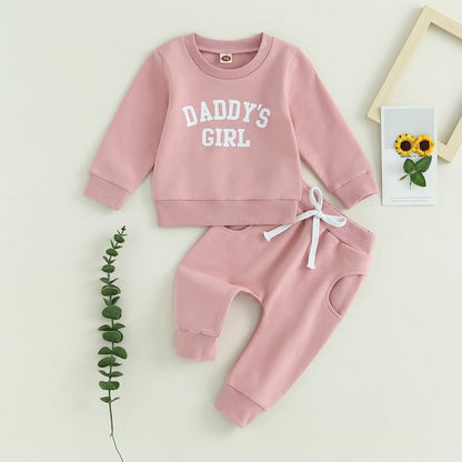 Baby Unisex Weihnachten 2-teilige Hosen Set Jungen Mädchen Weihnachten Outfit Langarm Lebkuchen Papas Mädchen Briefdruck Sweatshirt + Jogginghose Weihnachten Outfit Set Weihnachten Streetwear