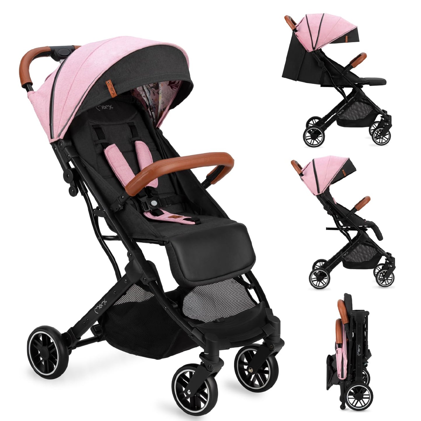 MoMi ESTELLE Reise Buggy Klein Zusammenklappbar - Kinderwagen Klappbar für Kinder bis 15kg ab 6 Monaten - Reisebuggy mit Liegefunktion - Kinderbuggy Leicht 7,5kg - 5-Punkt-Sicherheitsgurt