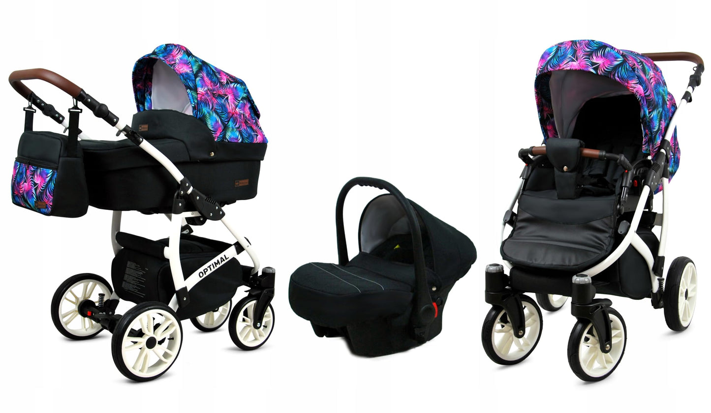 BabyLux® Kinderwagen Set 4 in 1 - Optimal - incl. Babywanne, Buggy Sportsitz, Auto-Babyschale, ISOFIX-Basisstation - Autositz - Kinderwagenset - Kombikinderwagen mit Wickeltasche usw.