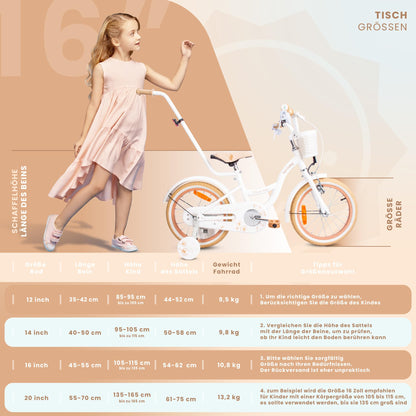 sun baby Mädchenfahrrad Flower Bike Radgröße zur Auswahl, mit Abnehmbarer Schubstange, Kinderfahrrad für Mädchen von 2 bis 6 Jahre - Meloni2