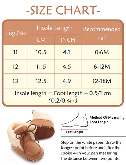 Adigau Baby Boys Girls Winter Boots Soft Sole Warm Boots Lace Flat Prewalker Snow Boots 0-18 Months
