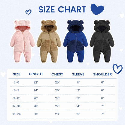 JiAmy Baby Snowsuit, Baby Boys Girls Winter Jumpsuit Romper Newborn Snow Overall for 3-24 Months