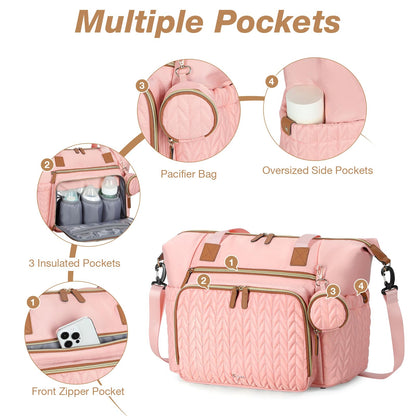 Wickeltasche mit Schnullertasche und Wickelunterlage, Wickelrucksack Multifunktions-Babytasche für Große Reisewindeltasche für Mama und Papa, isolierten Taschen-Dunkelblau