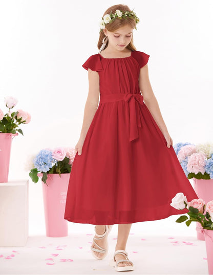 GRACE KARIN Mädchen Sommerkleid Elegantes Chiffon Prinzessinnen Langkleid Hochzeitsgast Abendkleid für Teenager-Mädchen 5-14 Jahre